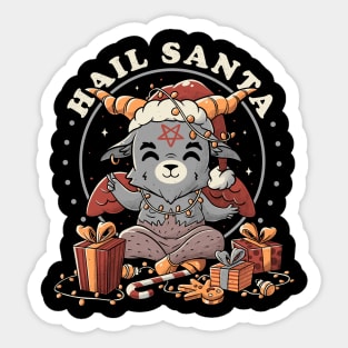 Hail Santa - Funny Cute Evil Christmas Baphomet Sticker